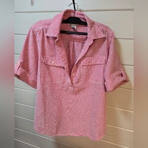 90s Red Checkered Blouse